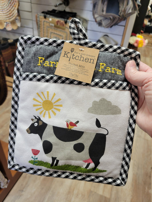 Farm Charm Cow Pocket Mitt Potholder