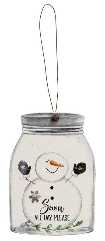 Happy Snowman Mason Jar Christmas Ornament