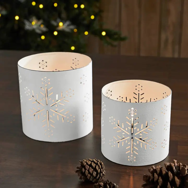 White Metal Snowflake Luminary