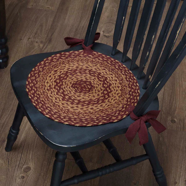 Burgundy Tan Jute Chair Pad 15 inch