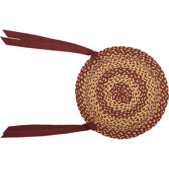 Burgundy Tan Jute Chair Pad 15 inch