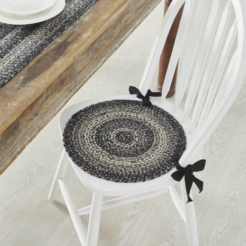 Sawyer Mill Black White Jute Chair Pad 15 inch