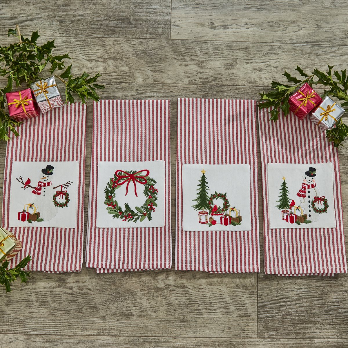 Snowman With Tree Dishtowel