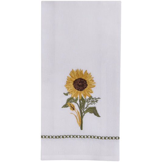 Gold Sunflower Dishtowel Embroidered