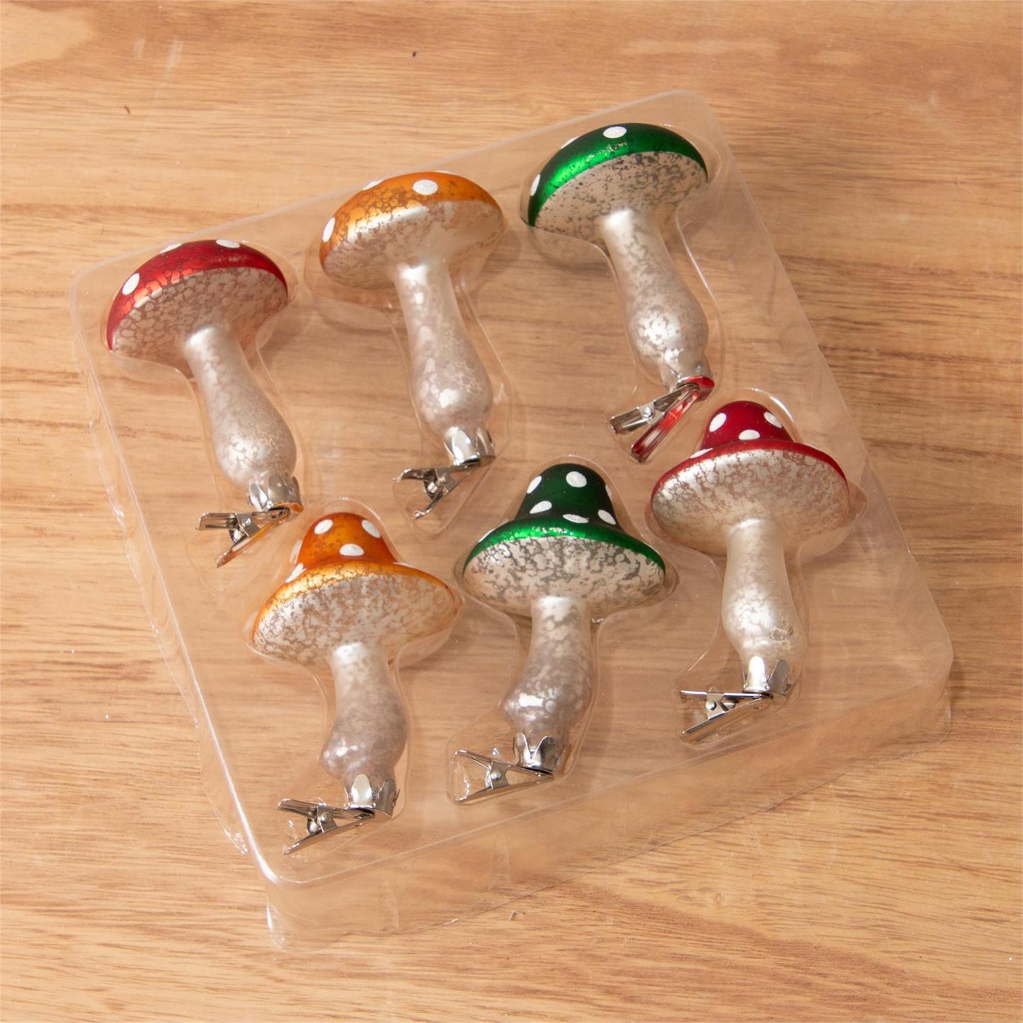 Clip-On Glass Mushrooms, Set of 6