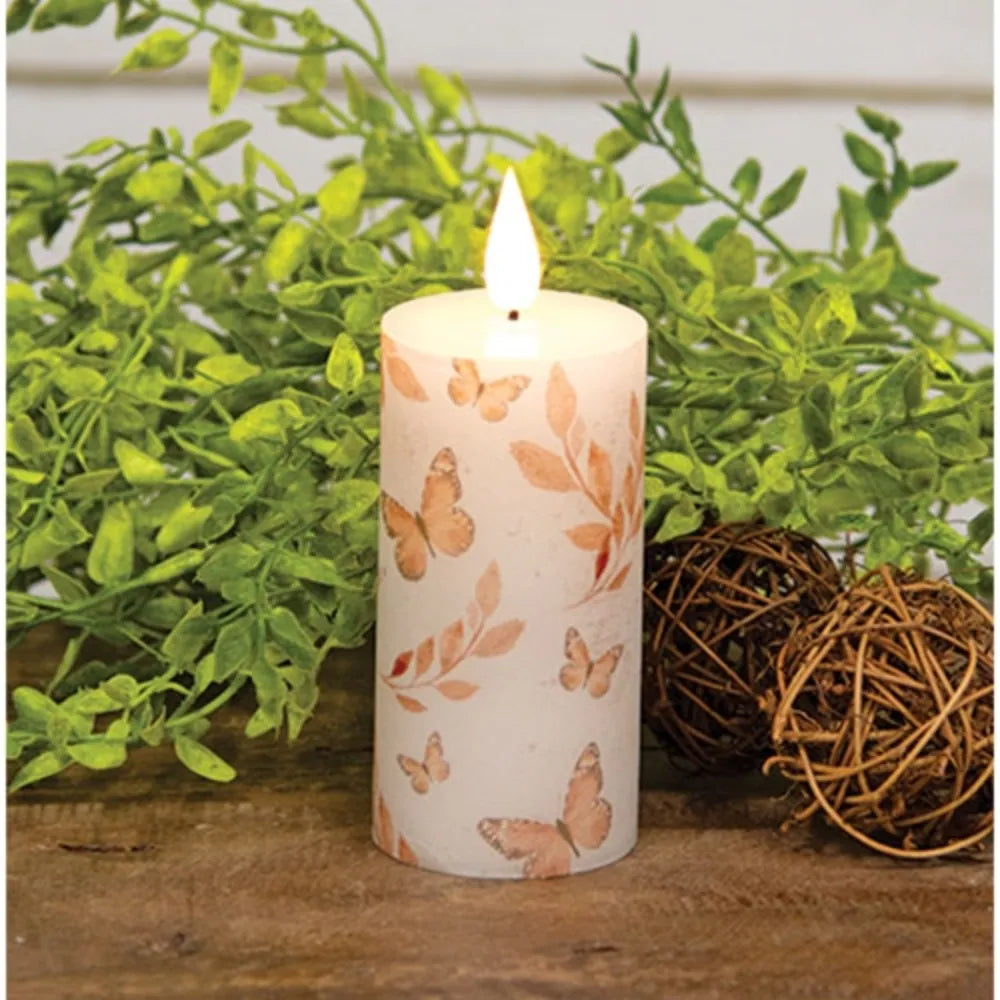 Apricot Breeze Butterfly Timer Pillar Candle