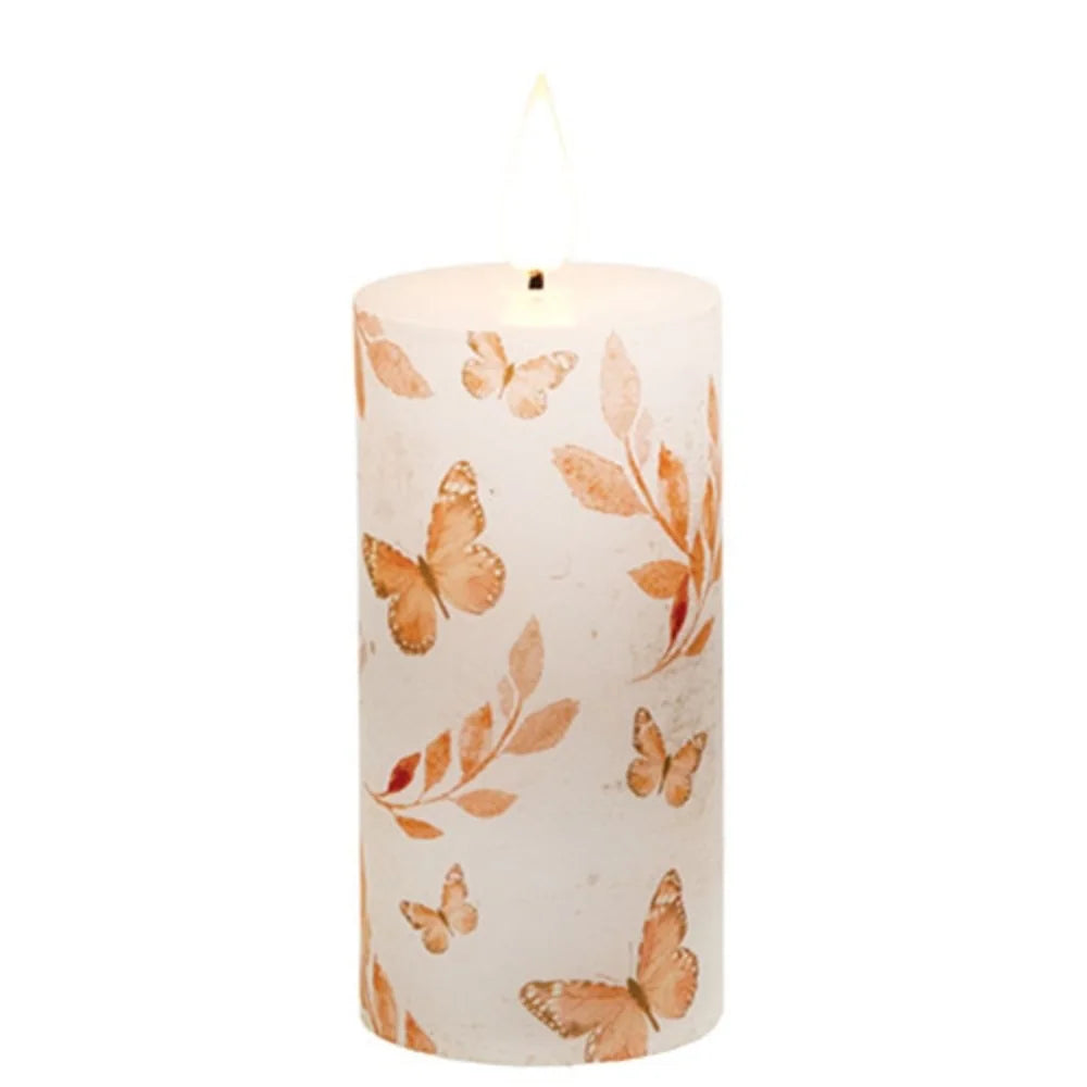 Apricot Breeze Butterfly Timer Pillar Candle