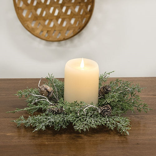 Durham Cedar, Birch Pinecone Candle Ring 3.5 inch inside diameter