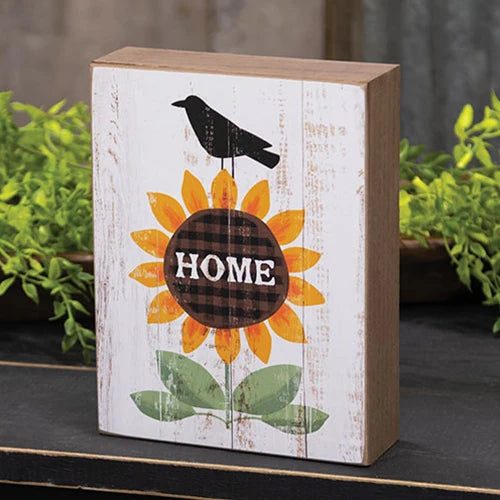 Distressed Crow & Home Sunflower Box Sign