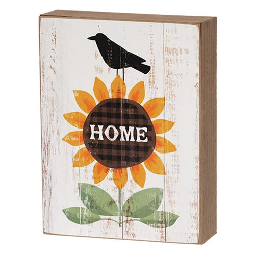 Distressed Crow & Home Sunflower Box Sign