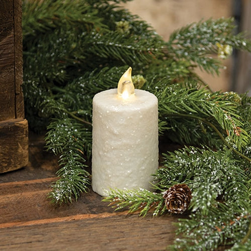 Warm Glow White Glitter Flicker Flame Timer Votive, 2.25" x 3"H