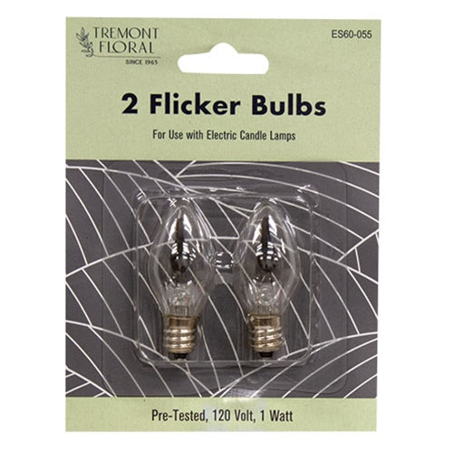 2/Pkg, Flicker Candle Bulbs, 1 W