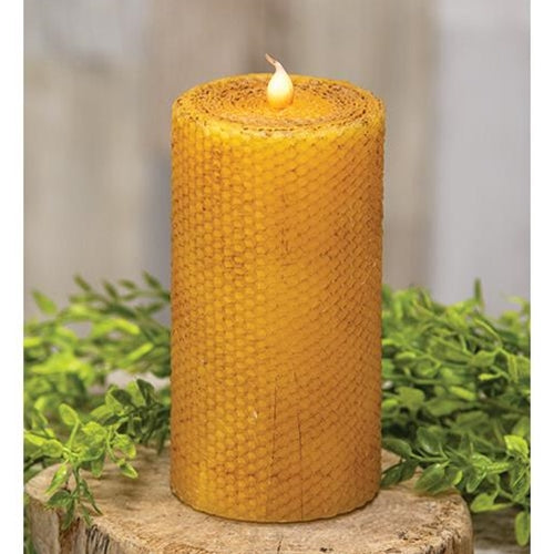 Wrapped Honeycomb LED Timer Pillar Candle