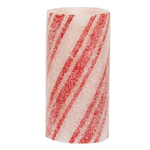 Multi-Stripe Candy Cane Timer Pillar 3 inch x 6 inch