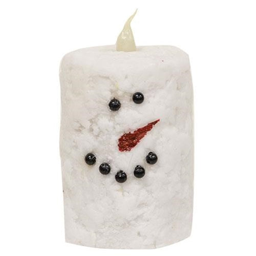 Snowman Votive Timer Pillar: 2 inch x 3 inch