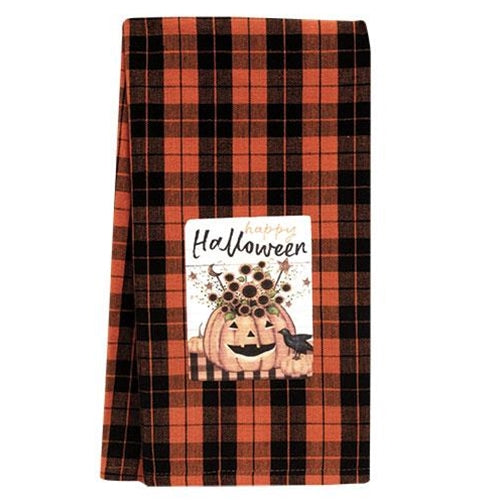 Happy Halloween Sunflower Jack & Crow Dish Towel