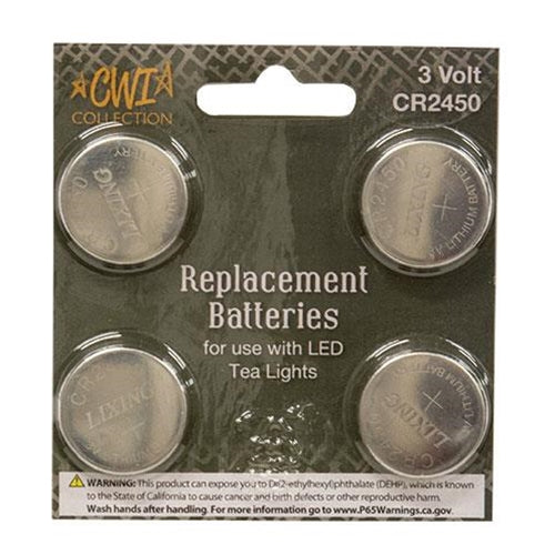 Replacement Tealight Batteries, 4 pack CR2450, 3 Volt