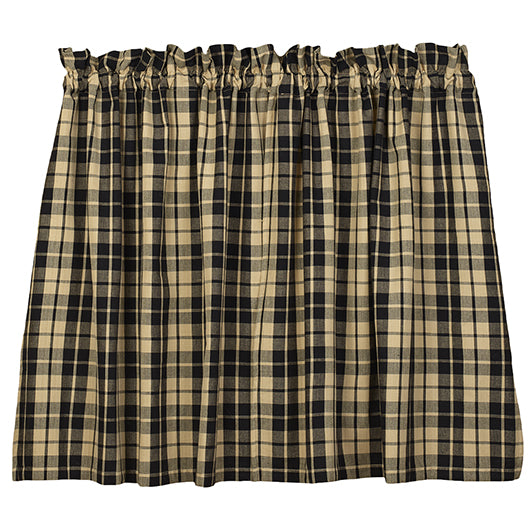 Black Farmhouse 36" Tiers Black Farmhouse Star Tiers are made of 100% cotton in black and tan plaid. Measures: 72x36"