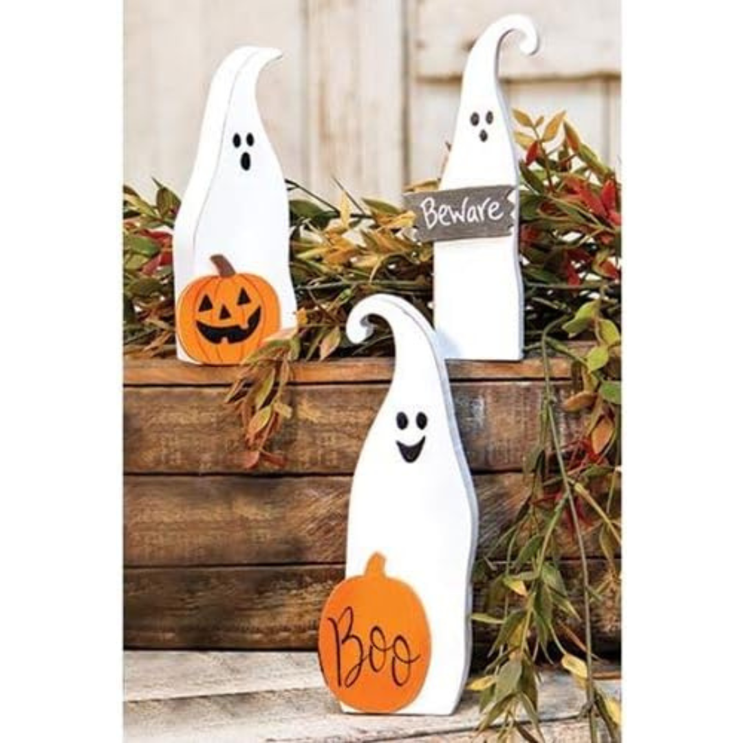 Set of 3 Ghost Chunky Shelf Sitters
