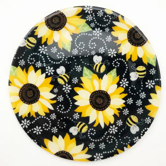 Beez and Sunflower Printed 8 inch Silicone Trivet Hot Pad