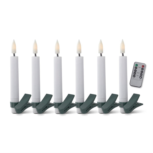 Set of White LED Candles with Tree Clips and Remote