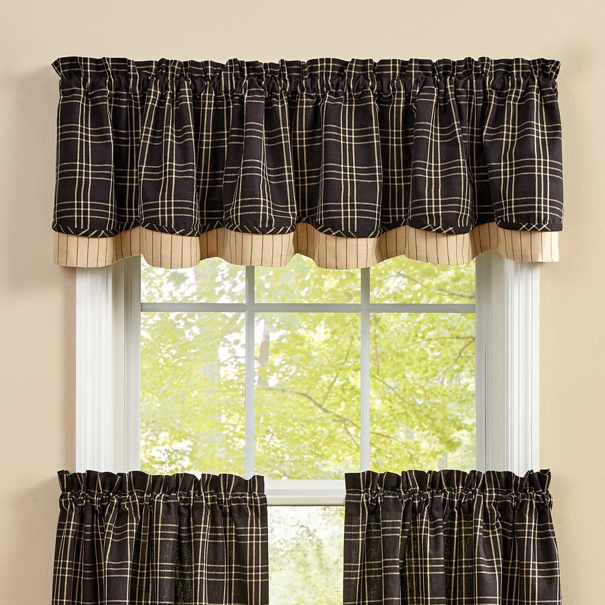 Farmhouse Star Lined & Layered Valance