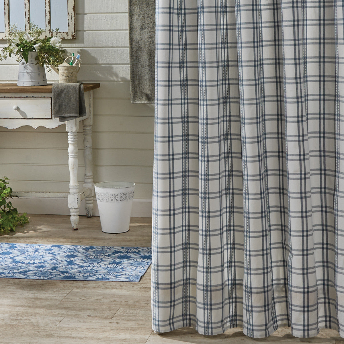 French Farmhouse Plaid Shower Curtain