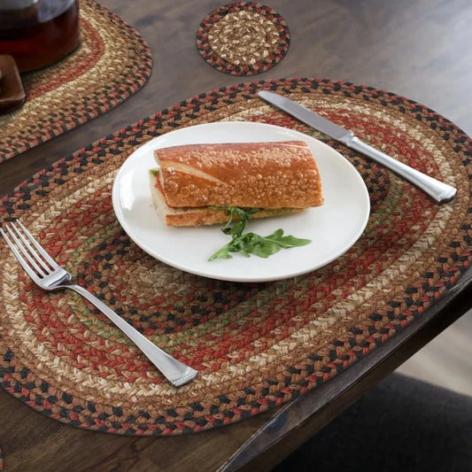 Gingerbread Braided Jute Oval Placemat