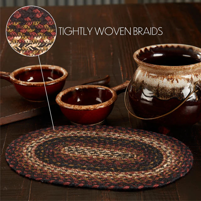 Beckham Braided Jute Oval Placemat: 10 inches by 15 inches