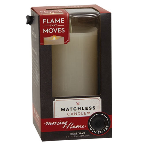 Matchless Moving Flame Timer Pillar Candle 3 x 5.5 inch