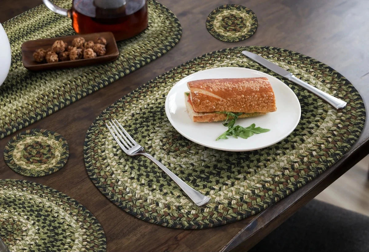 13 inch x 19 inch Pinecone Braided Oval Jute Placemat