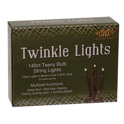 Brown Cord Twinkle Lights 26 foot Cord