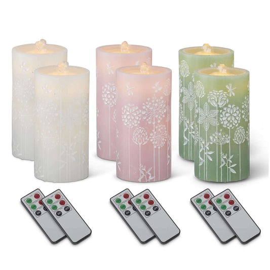 LED Flower Embossed Pillar Candle Fountain
